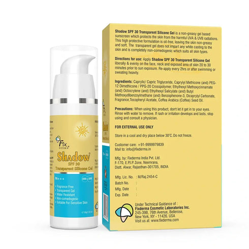 Fixderma Skincare Shadow Sunscreen Spf 30 Transparent Silicone Gel